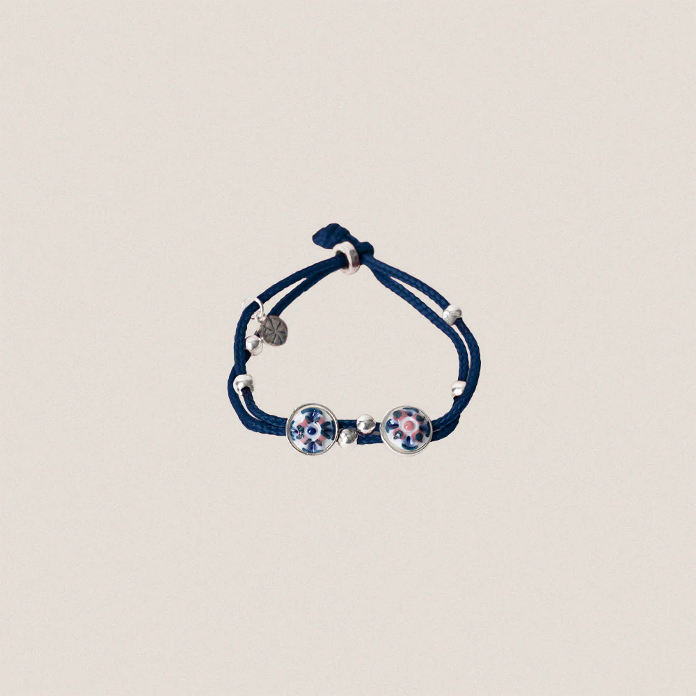 Blue Leather Bracelet