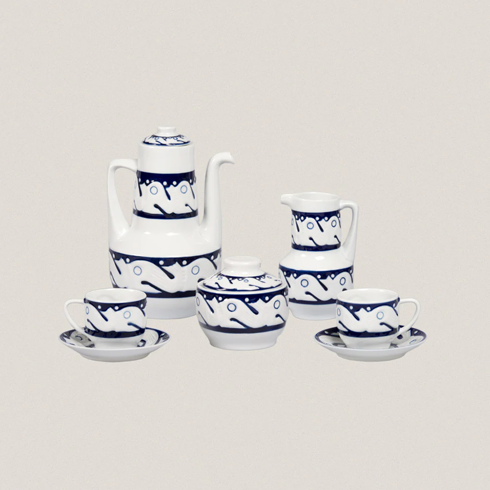 Coffee Set 12 services Peixes Azul