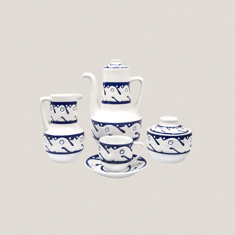 Coffee Set 6 services Peixes Azul