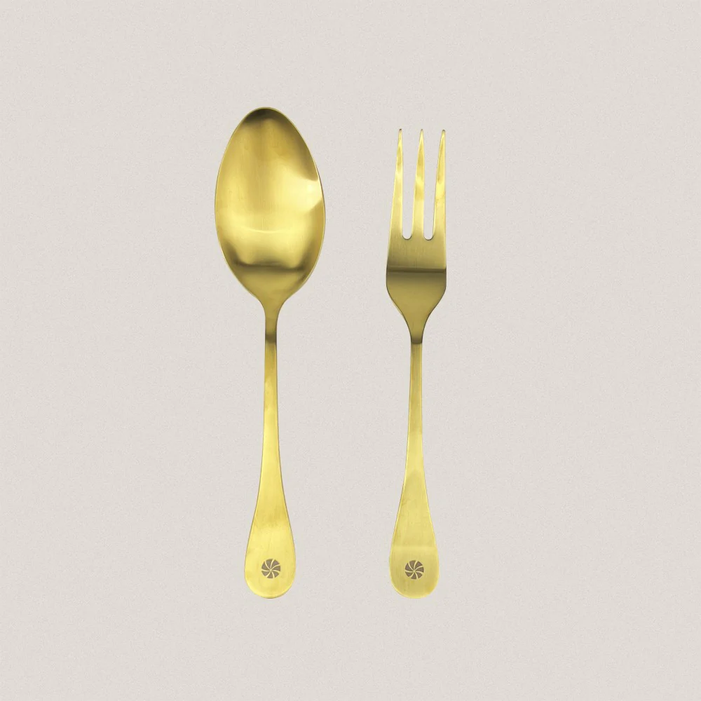 Matte Gold Trisquel Serving Cutlery Set