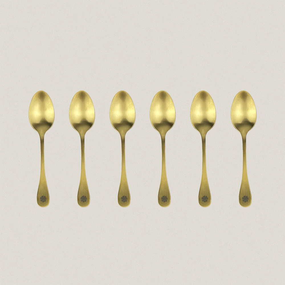 Moka Trisquel 6 Pieces Matte Gold Spoons