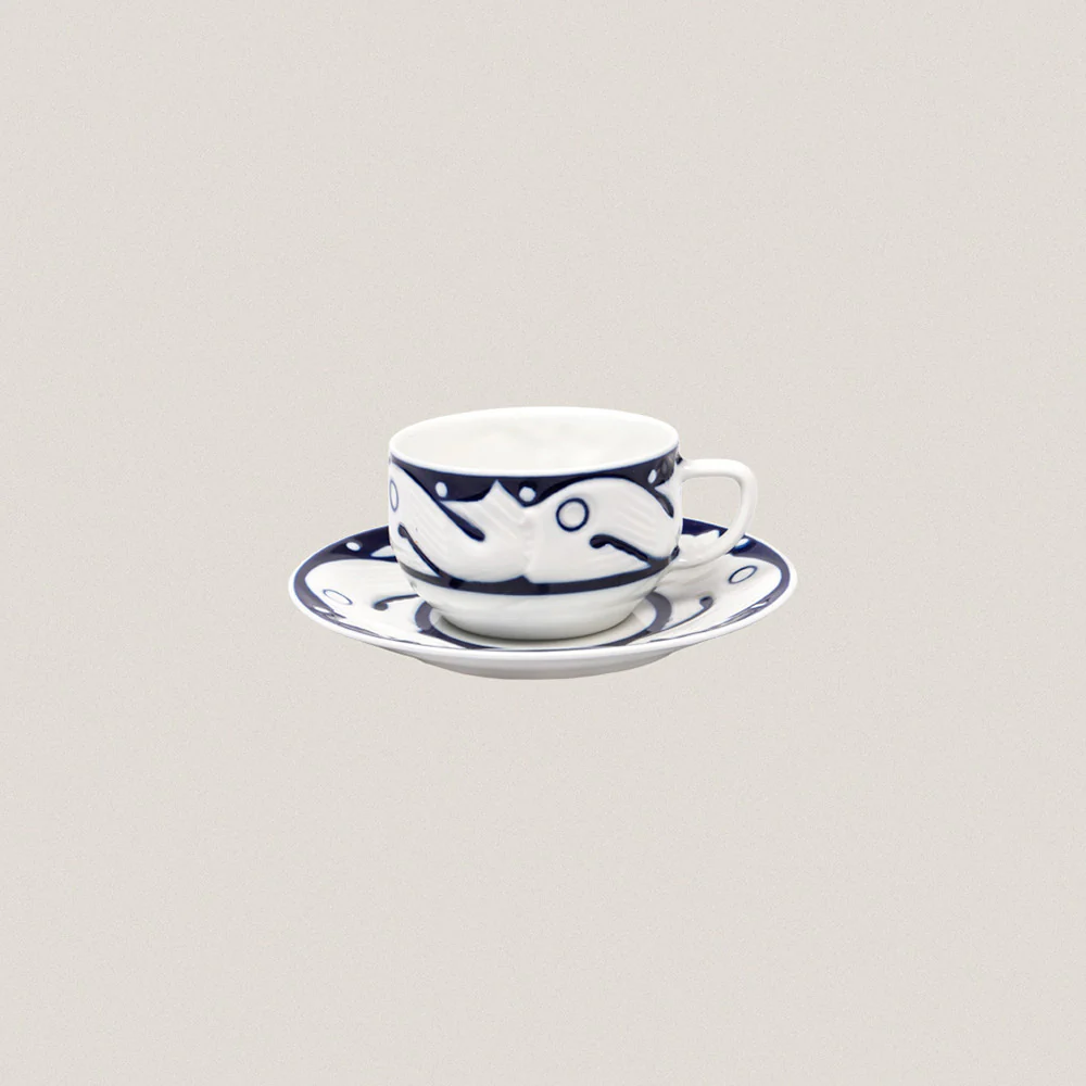 Tea Cup and Saucer Peixes Azul