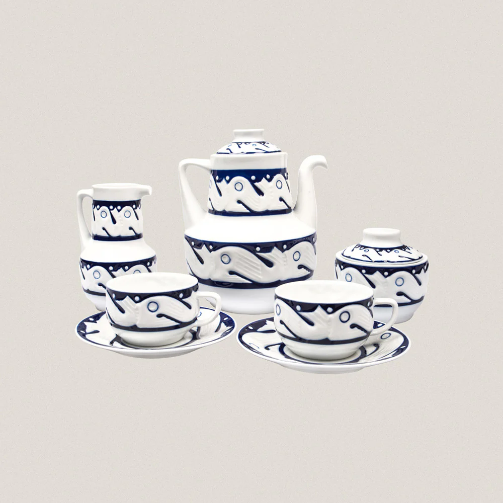 Tea Set 6 services Peixes Azul