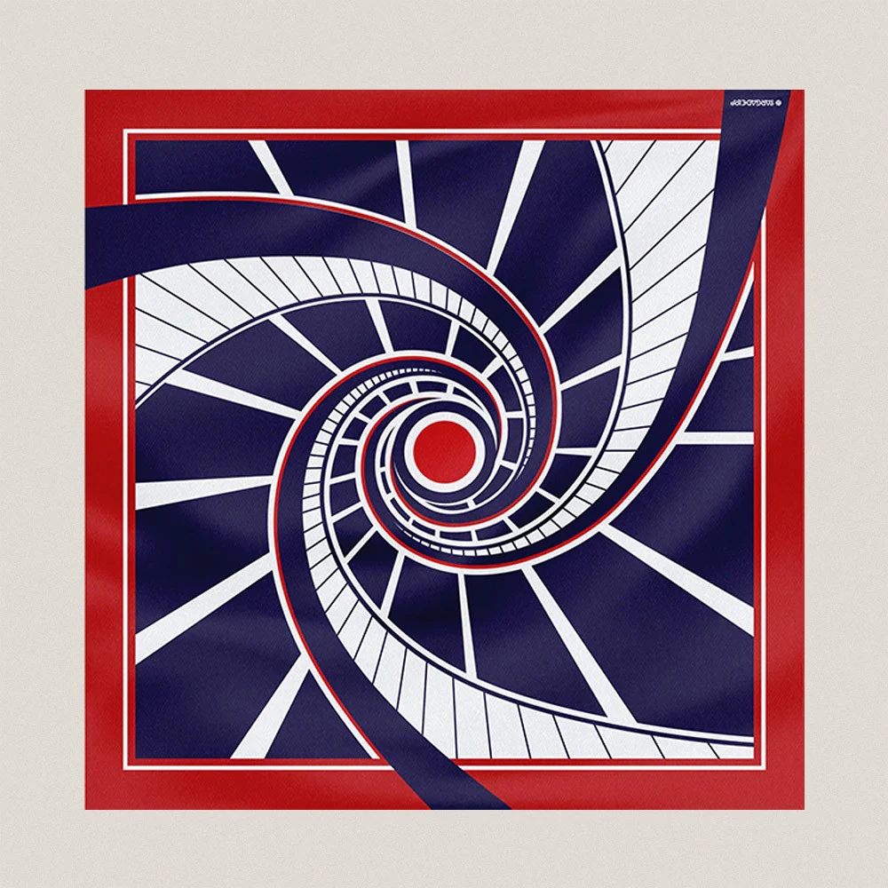 Triple Helicoidal Red Silk Scarf